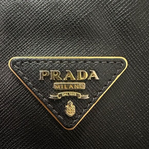 Black Saffiano Leather & Tessuto Vernice Bauletto Frame Bag - Prada - Picture 3 of 10
